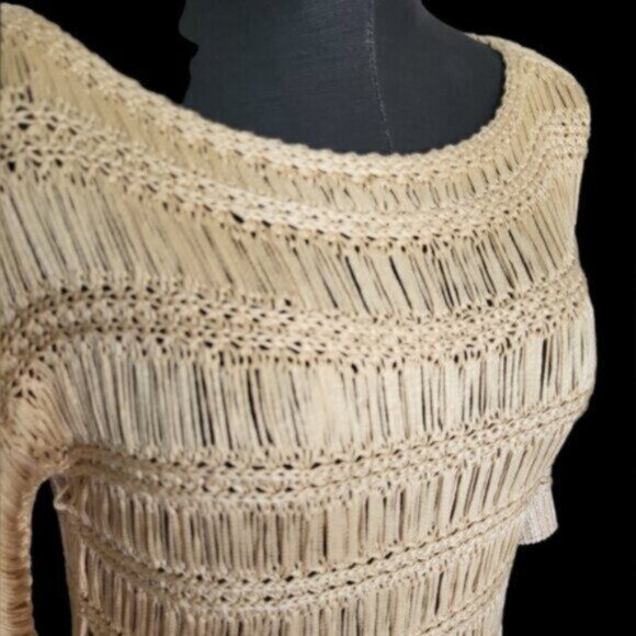 Frank Lyman Ribbon Crocheted Tunic Top NWT Sz M - Picture 5 of 9